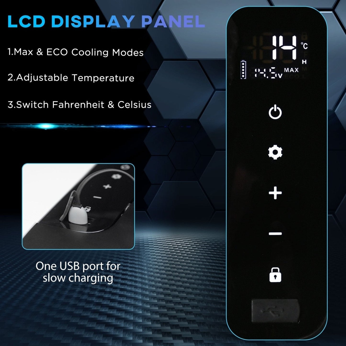 18L Portable 12V Car Refrigerator with Compressor Cooling - Black