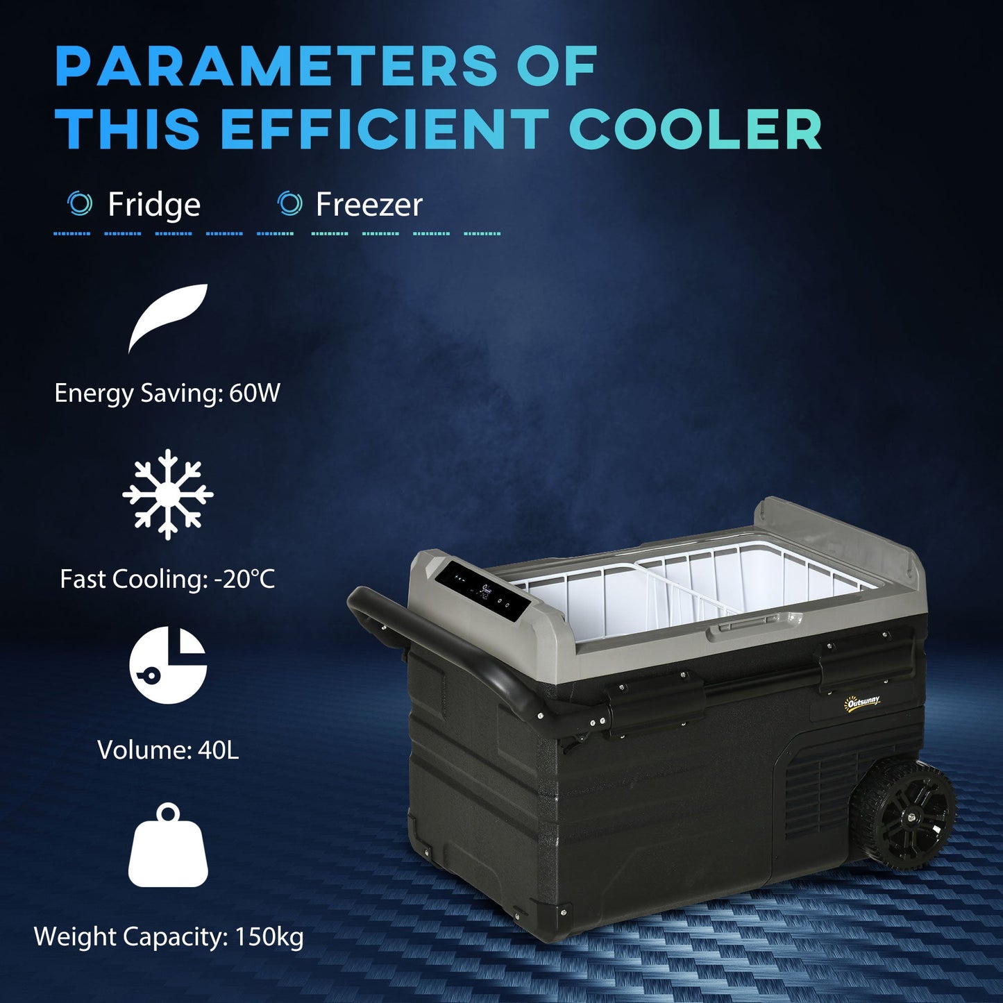 Portable 40L Car Refrigerator with Efficient Compressor Cooling - Black