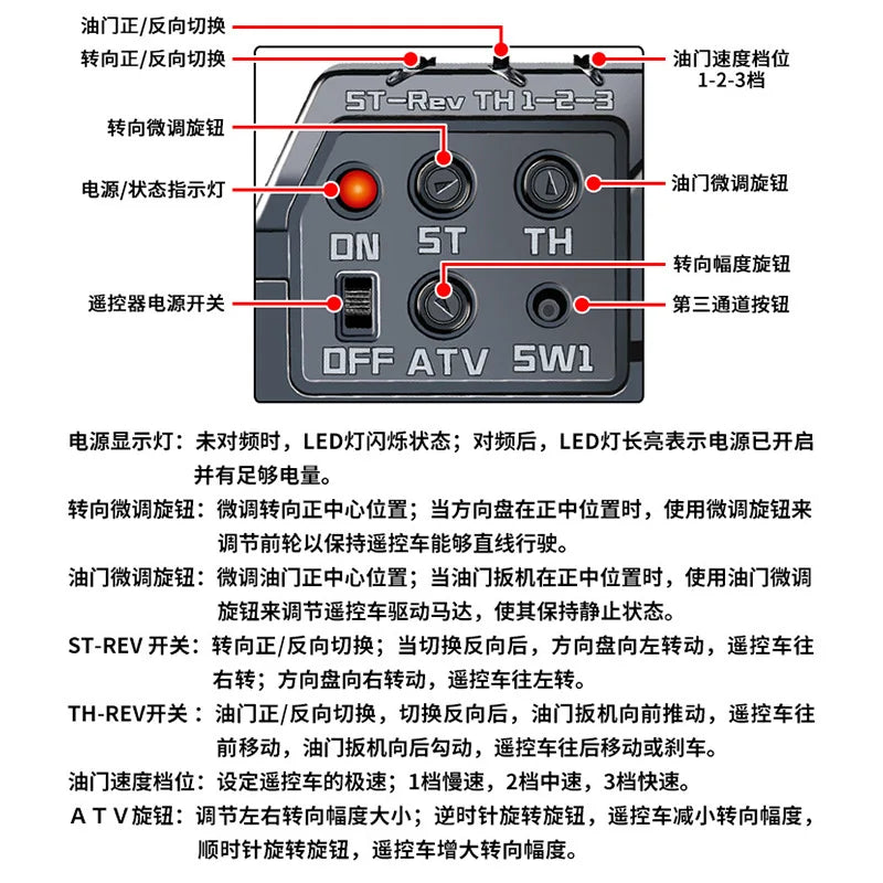 Remote Control 4WD Crawler with LED Lights & Suspension-3