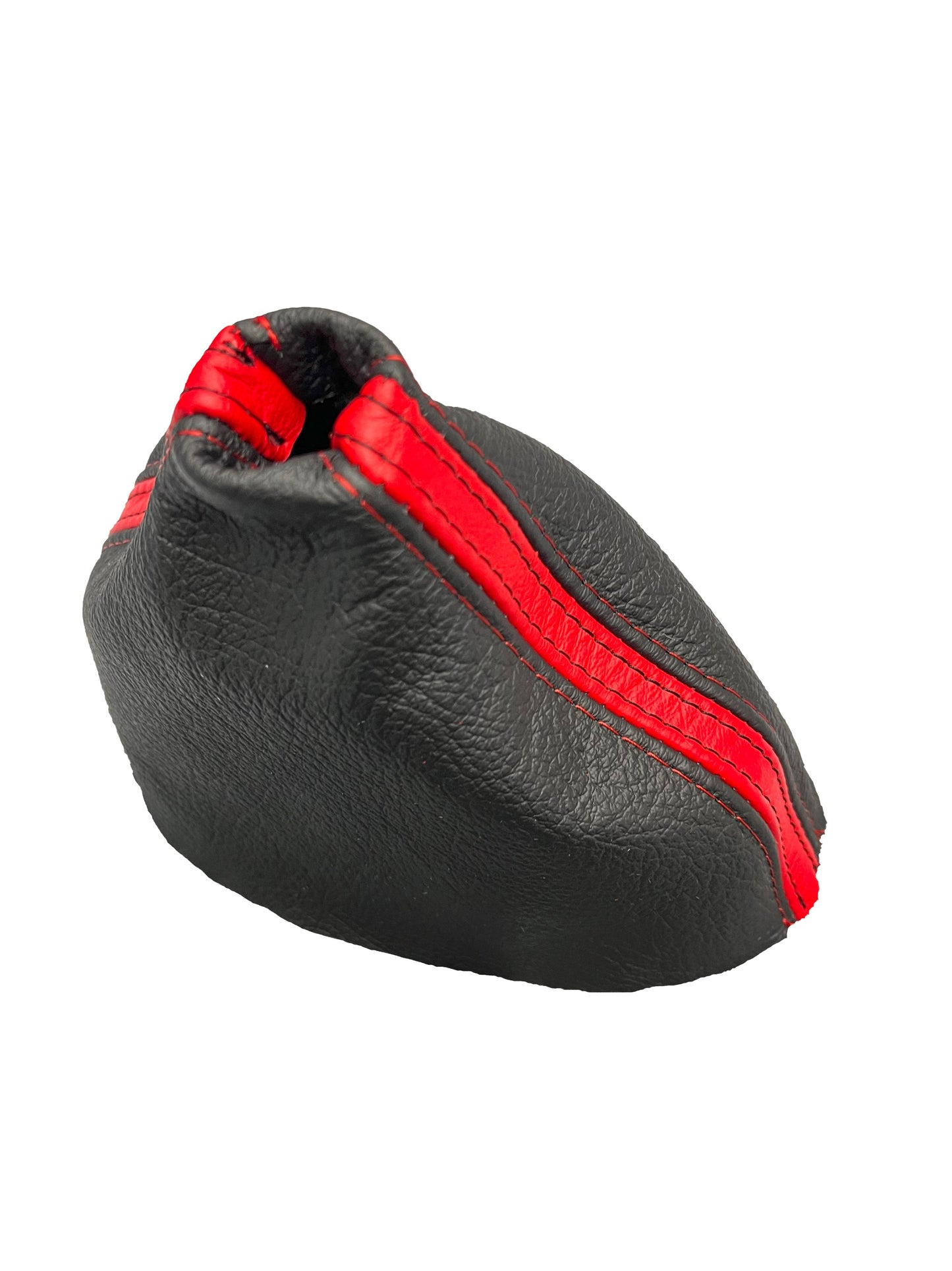 For Chevy Corvette C6 2005-2013 Genuine Leather Parking Brake & Shift Boot Cover In Black & Torch Red Stripe