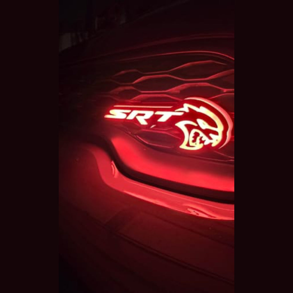 SRT Hellcat LED Logo – Multicolor RGB Illuminated Badge with Color Chasing LEDs,& Multiple Color-Chasing Effects