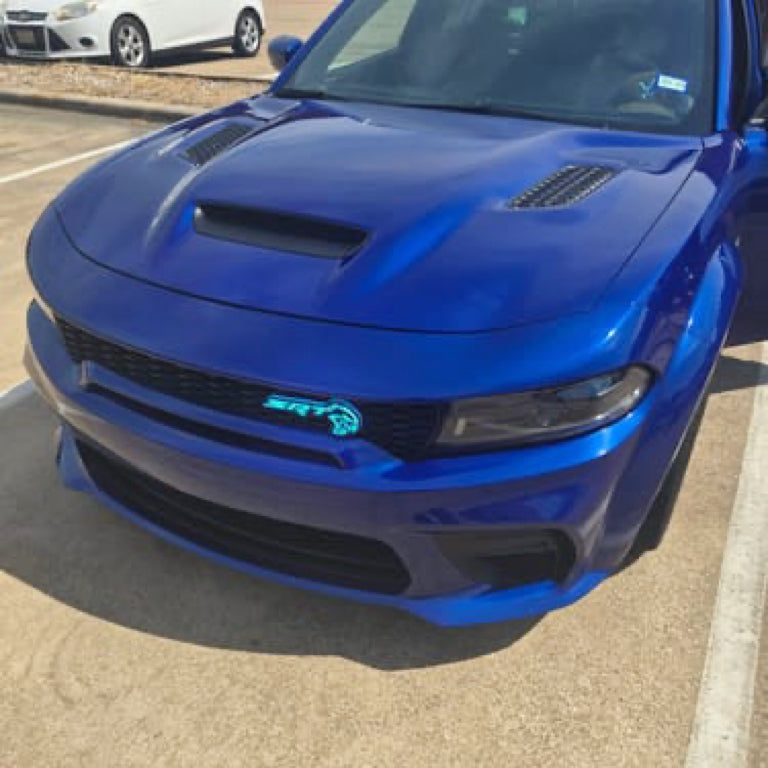 SRT Hellcat LED Logo – Multicolor RGB Illuminated Badge with Color Chasing LEDs,& Multiple Color-Chasing Effects
