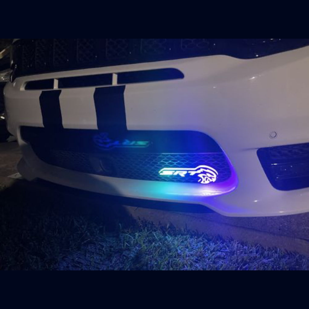 SRT Hellcat LED Logo – Multicolor RGB Illuminated Badge with Color Chasing LEDs,& Multiple Color-Chasing Effects