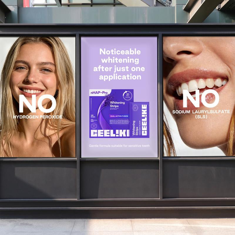 CEELIKE Purple Teeth Whitening Strips with Free Cheek Retractor - 7/21 Whitening Sessions -Nano-Hydroxyapatite Safe for Enamel - Non Sensitive Teeth Whitening - Peroxide-Free