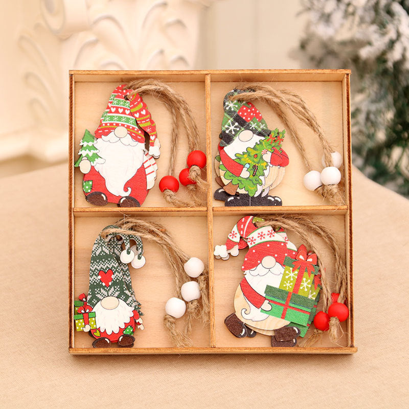 12 PCs Faceless Old Man Christmas Wooden Pendant Boxed Christmas Tree - Winter dream