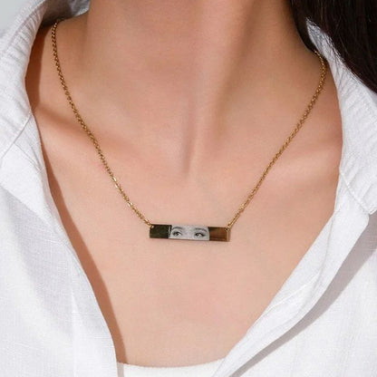 Custom Eyes Photo Necklace Stainless Stee Customized Engrave Eye Necklaces Personalized Picture Name Necklace For Women Kids