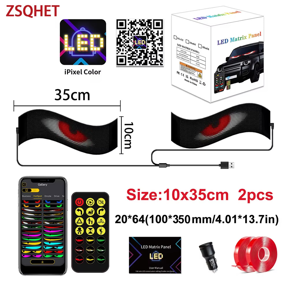 LED Matrix Pixel LED Display Screen Message Scrolling Sign Board Soft Flexible Advertising Light for Store Car Truck Devil Eye