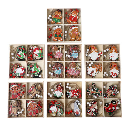12 PCs Faceless Old Man Christmas Wooden Pendant Boxed Christmas Tree - Winter dream