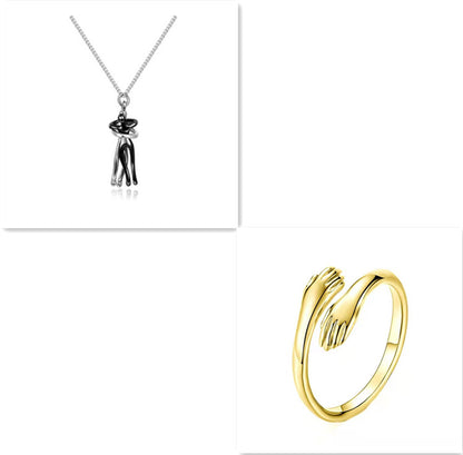 Love Hug Kolye – Kadın & Erkek İçin Unisex Çift Kolyesi, Sevgililer Günü Hediyesi