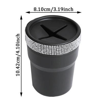 NNEOBA 2Pcs Car Coin Storage Box Mini Imitation Diamond Can for Cup Holder Balck