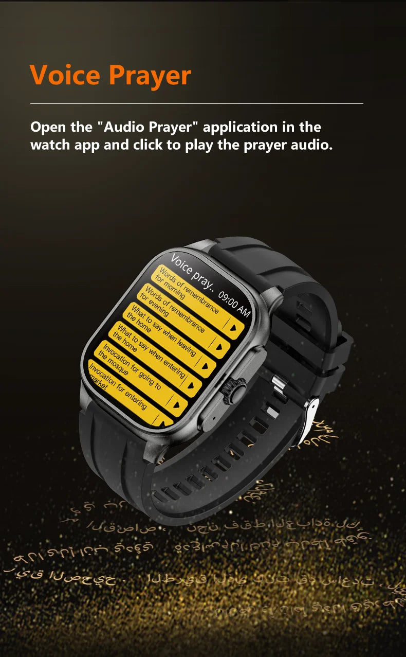 LIGE New Smart Watch with Qibla Pointer Voice Prayer MUSLIM Watch 400mAh Sport Bluetooth Call 2.01" HD Display Smartwatch Men