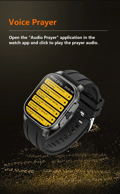 LIGE New Smart Watch with Qibla Pointer Voice Prayer MUSLIM Watch 400mAh Sport Bluetooth Call 2.01" HD Display Smartwatch Men