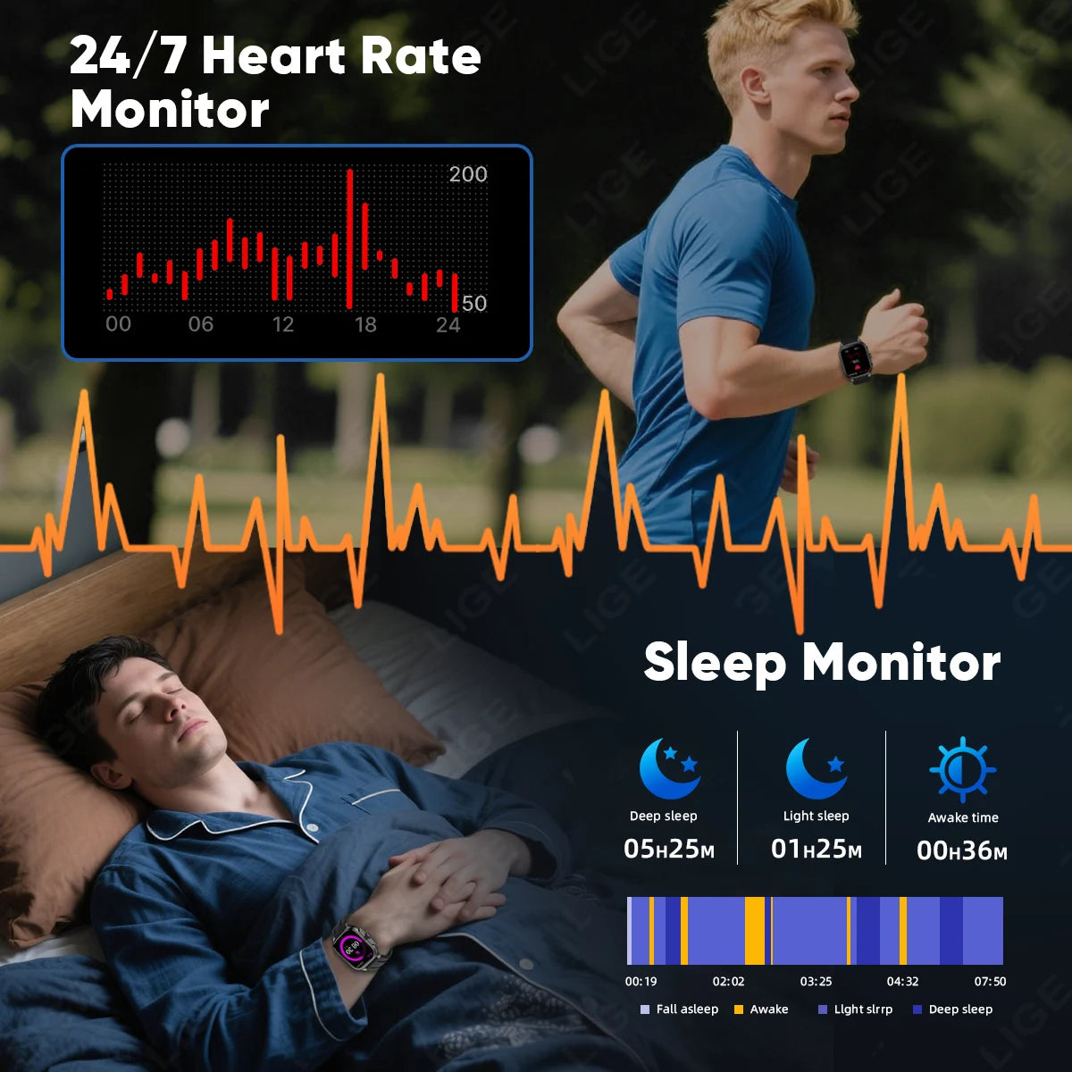 LIGE New Smart Watch with Qibla Pointer Voice Prayer MUSLIM Watch 400mAh Sport Bluetooth Call 2.01" HD Display Smartwatch Men