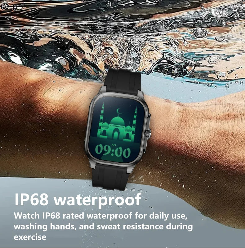 LIGE New Smart Watch with Qibla Pointer Voice Prayer MUSLIM Watch 400mAh Sport Bluetooth Call 2.01" HD Display Smartwatch Men