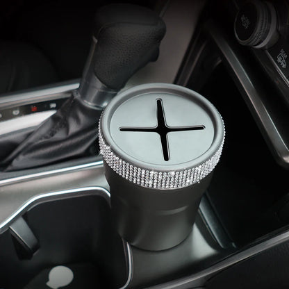 NNEOBA 2Pcs Car Coin Storage Box Mini Imitation Diamond Can for Cup Holder Balck