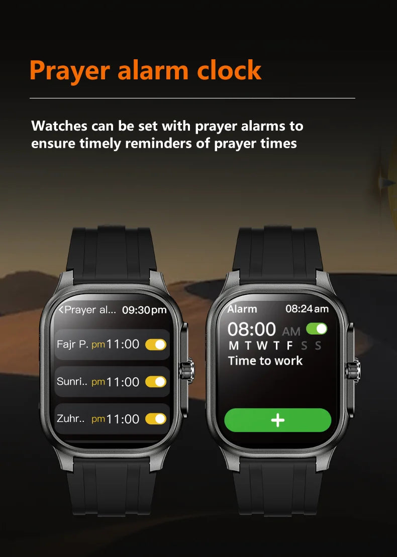 LIGE New Smart Watch with Qibla Pointer Voice Prayer MUSLIM Watch 400mAh Sport Bluetooth Call 2.01" HD Display Smartwatch Men