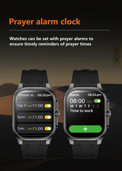 LIGE New Smart Watch with Qibla Pointer Voice Prayer MUSLIM Watch 400mAh Sport Bluetooth Call 2.01" HD Display Smartwatch Men