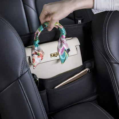 Multifunctional Leather Car Seat Storage Bag Hanging Organizer Black