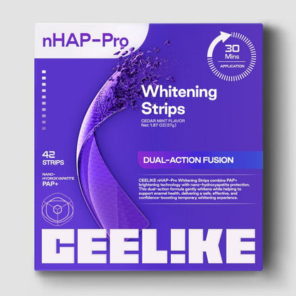 CEELIKE Purple Teeth Whitening Strips with Free Cheek Retractor - 7/21 Whitening Sessions -Nano-Hydroxyapatite Safe for Enamel - Non Sensitive Teeth Whitening - Peroxide-Free