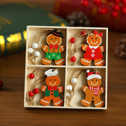 12 PCs Faceless Old Man Christmas Wooden Pendant Boxed Christmas Tree - Winter dream