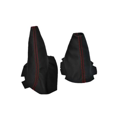 Red Stitch Genuine Leather Parking Brake & Shift Boot Cover For Chevy Corvette C6 2005-2013