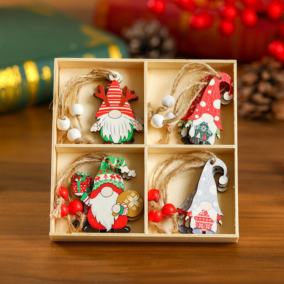 12 PCs Faceless Old Man Christmas Wooden Pendant Boxed Christmas Tree - Winter dream