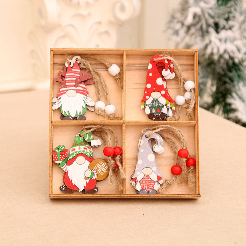 12 PCs Faceless Old Man Christmas Wooden Pendant Boxed Christmas Tree - Winter dream