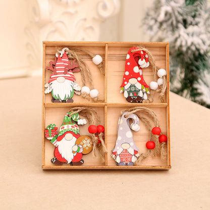 12 PCs Faceless Old Man Christmas Wooden Pendant Boxed Christmas Tree - Winter dream