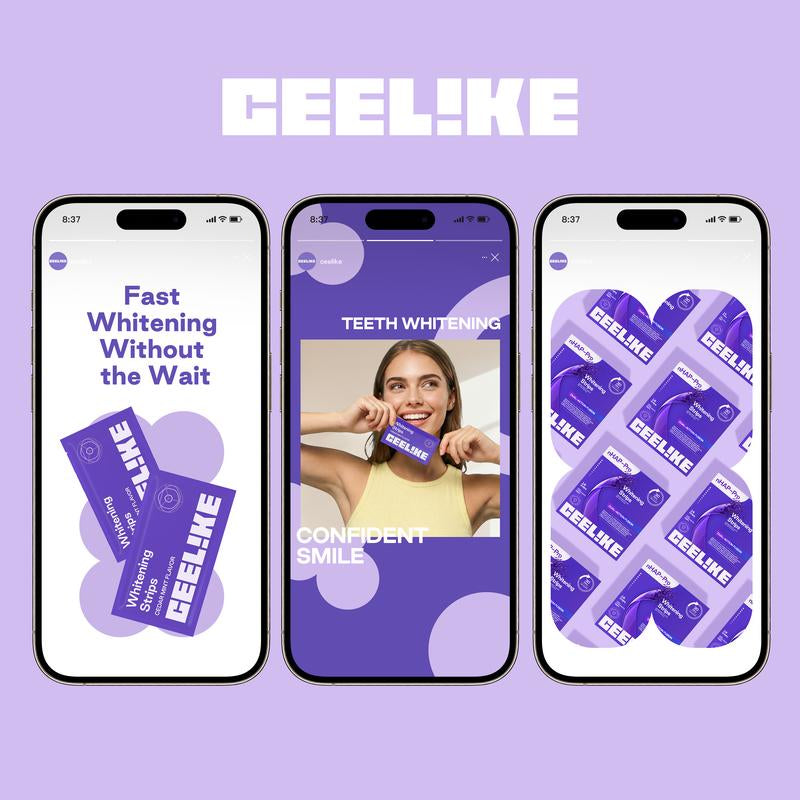 CEELIKE Purple Teeth Whitening Strips with Free Cheek Retractor - 7/21 Whitening Sessions -Nano-Hydroxyapatite Safe for Enamel - Non Sensitive Teeth Whitening - Peroxide-Free