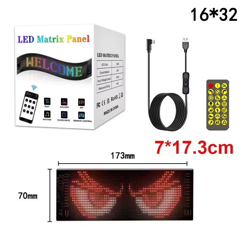 LED Matrix Pixel LED Display Screen Message Scrolling Sign Board Soft Flexible Advertising Light for Store Car Truck Devil Eye