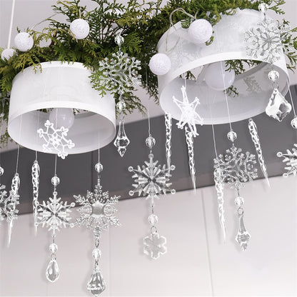 10pcs Christmas Tree Hanging Pendants Acrylic Ice Strip Snow Ceiling Xmas Ornaments New Year Christmas Decoration Home Decor - Winter dream