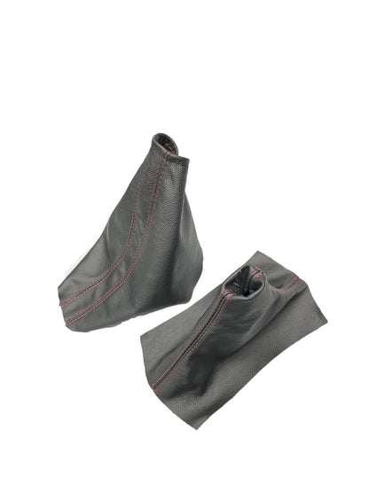 Red Stitch Leather Parking Brake & Shift Boot Cover For Ford Mustang GT 2005 2006 2007 2008 2009