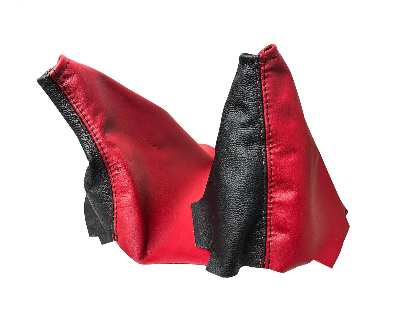 Cobalt Red & Black Leather Console Armrest Handbrake & Shift Boot Cover For 2005-2007 Chevy Corvette C6