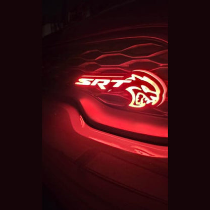 SRT Hellcat LED Logo – Multicolor RGB Illuminated Badge with Color Chasing LEDs,&  Multiple Color-Chasing Effects